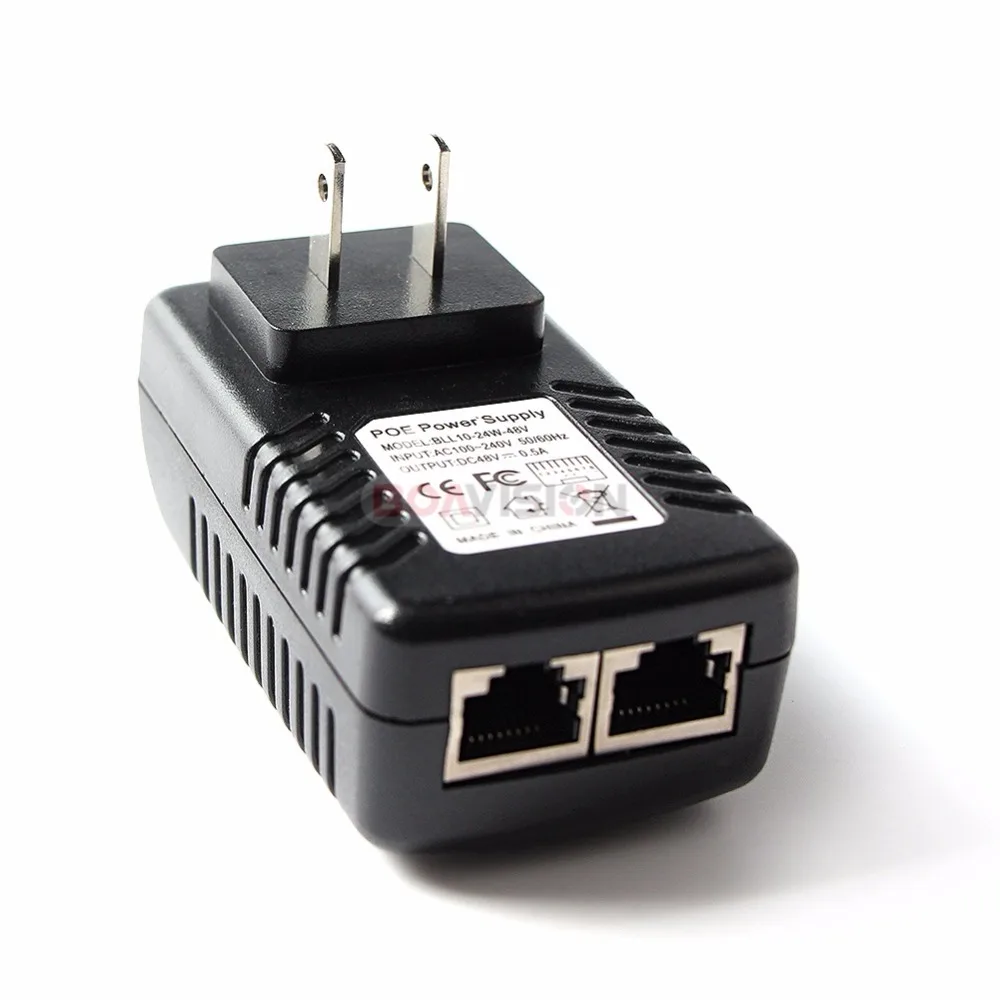 48V 0.5A POE Injector Ethernetกล้องวงจรปิด 15.4W POE PIN 4/5(+),7/8(-) ใช้งานร่วมกับIEEE802.3afสำหรับกล้องIP