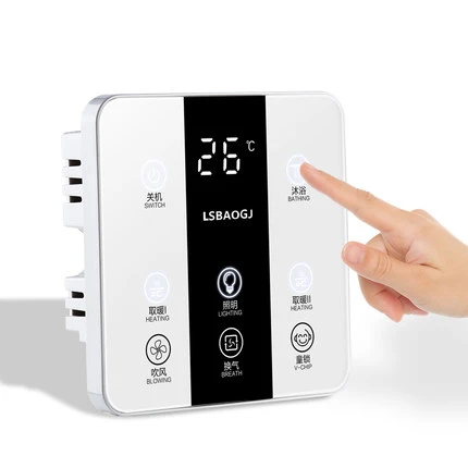 Touch Screen Timing Switch 86 Type Wall Bath Heater Switch Integrate Suspended Ceiling Remote Control Shower Room Key