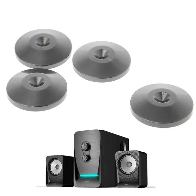 Crust New 4 Pcs Isolation Stand Feet Pad Speaker Amplifier Nickel Plated Cone Base Metal Black Isolation qiang