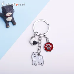 Keychain Cute Keychain Samoyed Key Chain Alloy Metal Pendant Bag Charm Pet Dogs Key Ring Women Jewelry Dog Lovers Fashion Gift