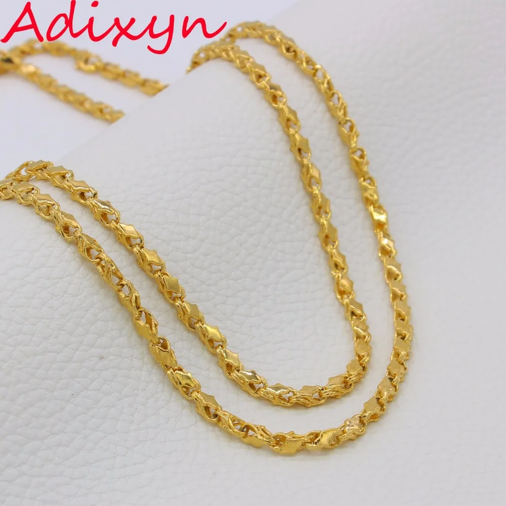 Adixyn Length 100cm Width 4mm Link Chain Necklaces Men Women Gold Color/Copper Africa Eritrea Chunky Chain/Dubai/Arab Items