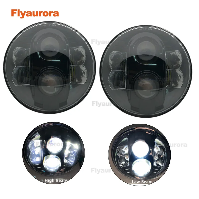 Car LED faros para for Jeep Wrangler JK 09-2015 CJ TJ Land Rover accesorios negro 7 pulgadas 80 w Hi/Lo H4 H13 LED Luz de niebla