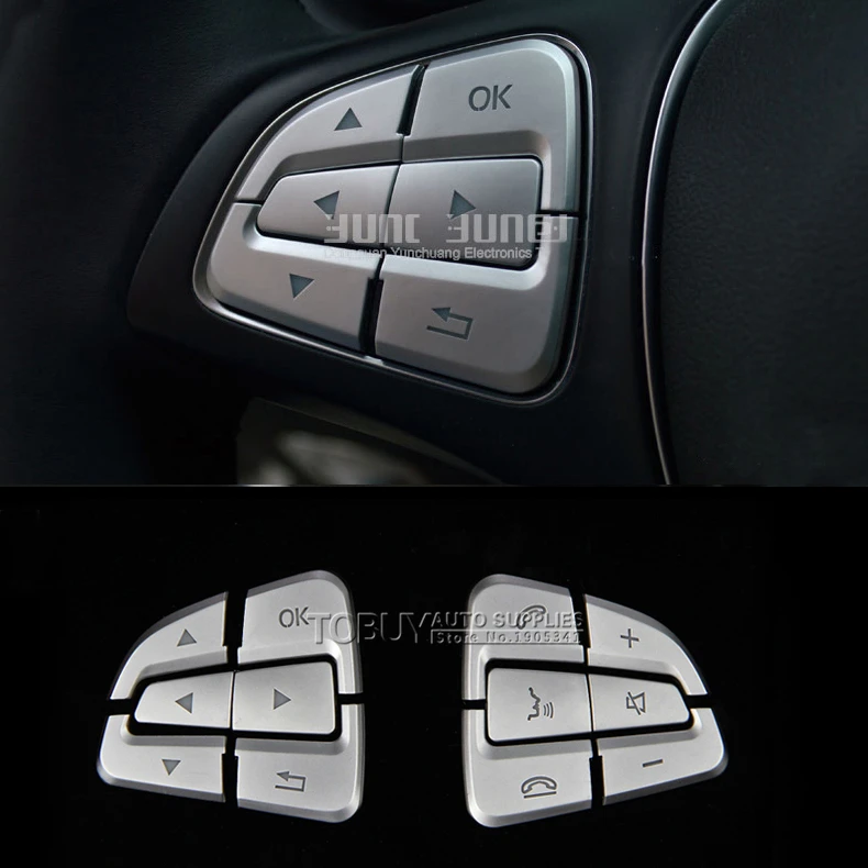 

DEE ABS Car Accessories for Mercedes-Benz VITO 2016 Interior Steering Wheel Buttons Switch Trim Strip Chrome Brilliant Stickers