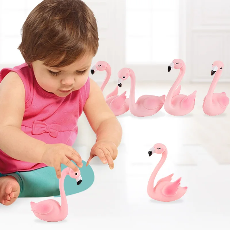 3D Glue Flamingo Figurine Pink Swan Sitting Position Wedding Birthday Party Cake Decoration Children Birthday Gift Toys