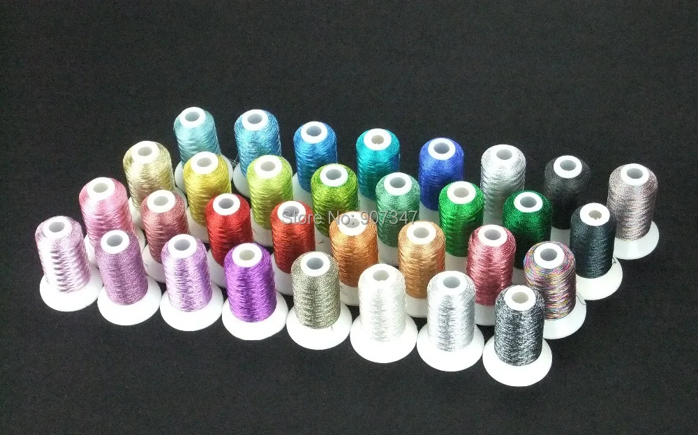 Popular metallic machine embroidery threads, 32 different colors thread for embroidery machines image 5