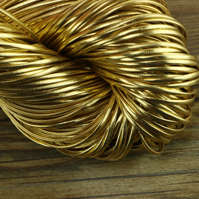 5 yards 1-2mm Round Gold 100% PU leather rope wire rope on jewelry FOR DIY ROPE