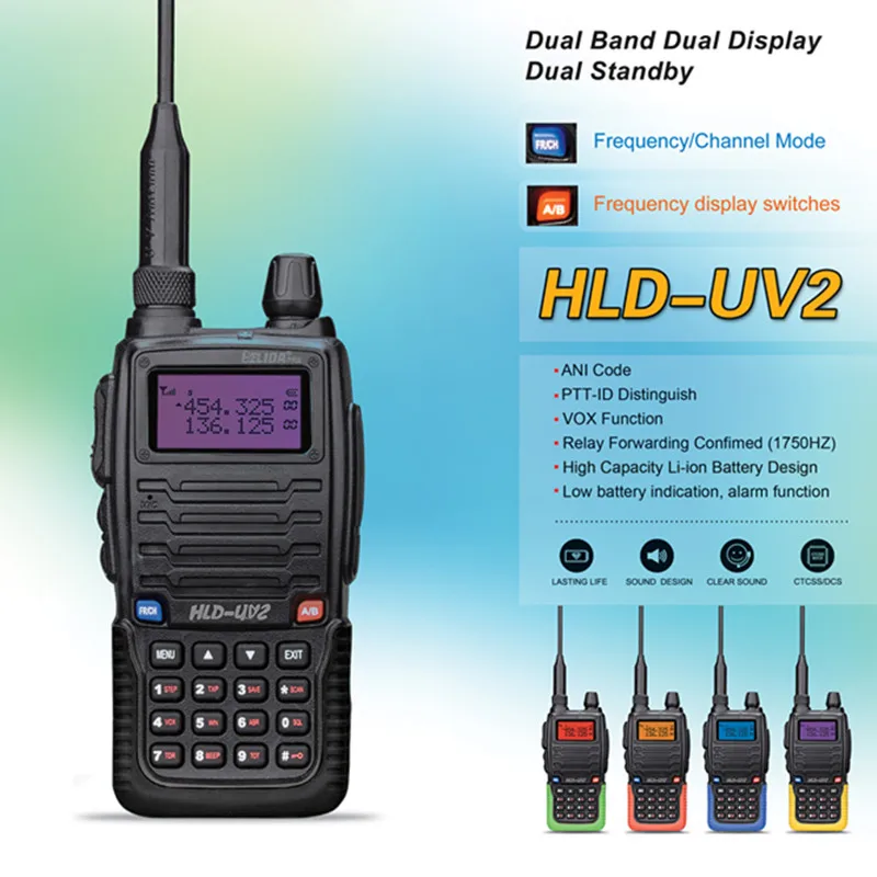 5W HLD-UV2 DUAL BAND DUALDISPLAY  walkie taklie transceiver  VHF /UHF THREE Band 136-174/200-260/400-520 MHz two way radio