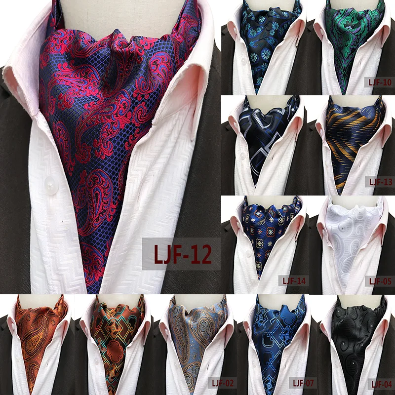 

Retro Men's Tie New Large Pattern Silk Jacquard Men's Scarf Gravata Neckerchief Cravat Scarf Steinkrik Ascot Tie Wedding Gift