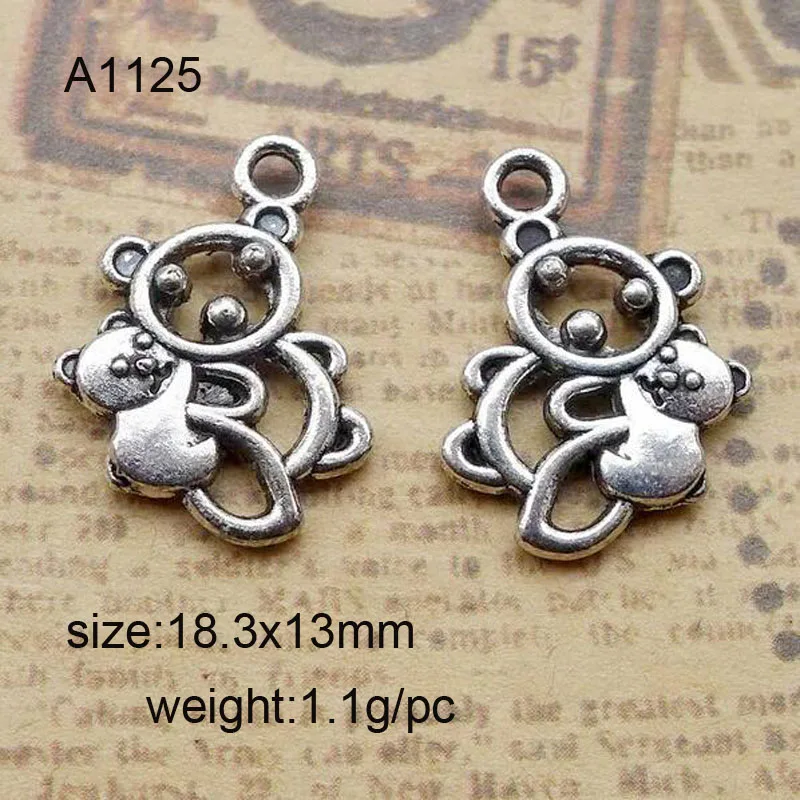 50pcs Tibetan Silver Plated Koala Charms Pendants For Jewelry Making DIY Craft Handmade 18.3x13mm