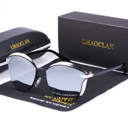 LMAOCLAN-Gafas de sol polarizadas para mujer, anteojos de sol femeninos, de lujo, a la moda, con diseño de ojo de gato, de marca Vintage