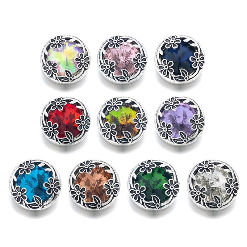 Hot w123 Crystal 3D 18mm 20mm Metal Snap Button For Bracelet Necklace Interchangeable Jewelry Women Accessorie Findings