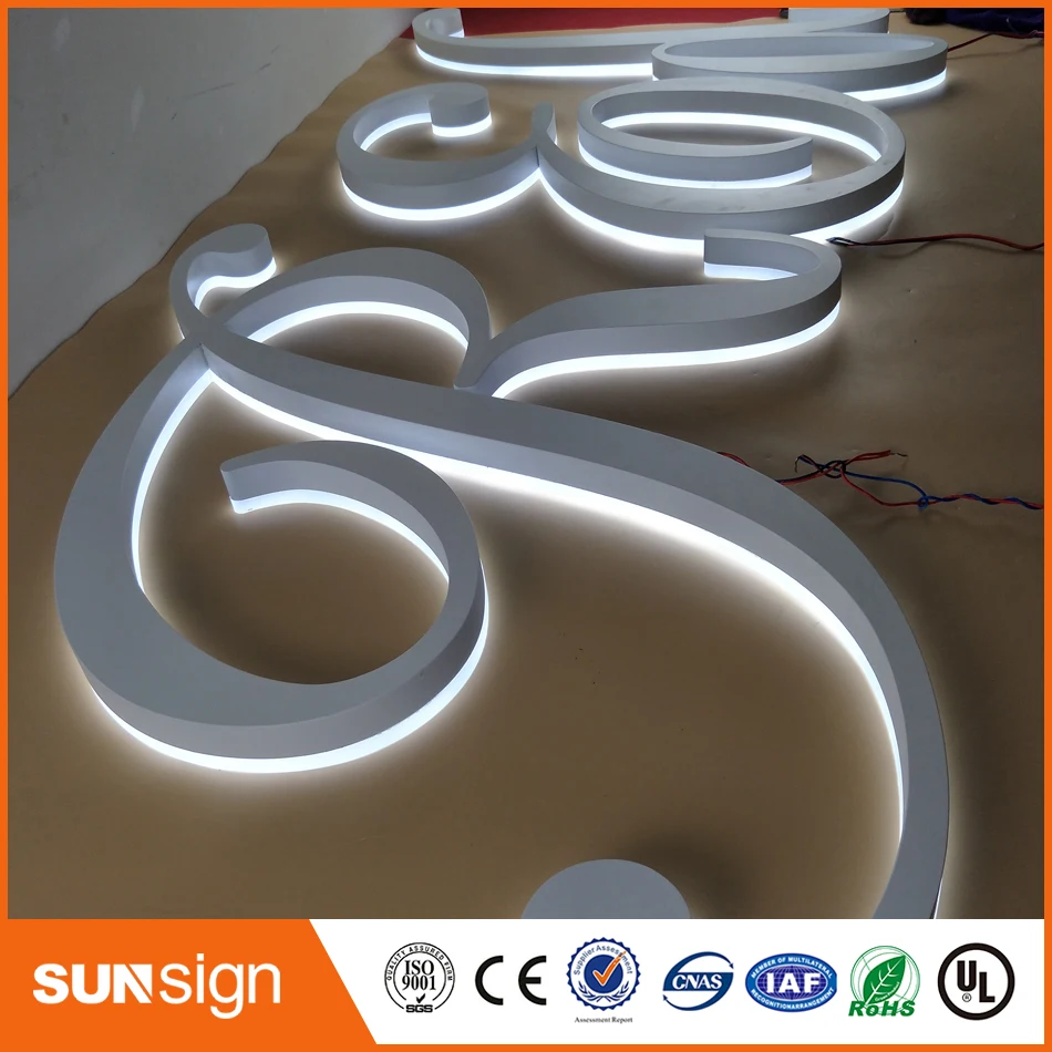 Wit Geschilderd Acryl Snijden Letters Met Led Verlichting