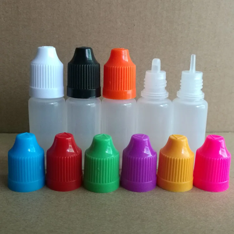 10000pcs 10ML PE Plastic Dropper Bottle With Childproof Cap& Short Coarse Tips For Nail Gel, Solvents, Paint, Eye Drops