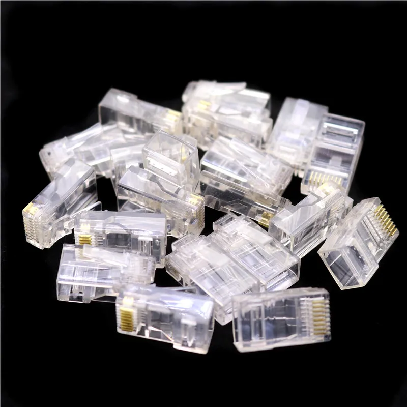 10 Pcs Cable terminal Transparent Crystal Head Crystal Head RJ45 CAT5 CAT5E Modular Plug Gold Plated Network Connector