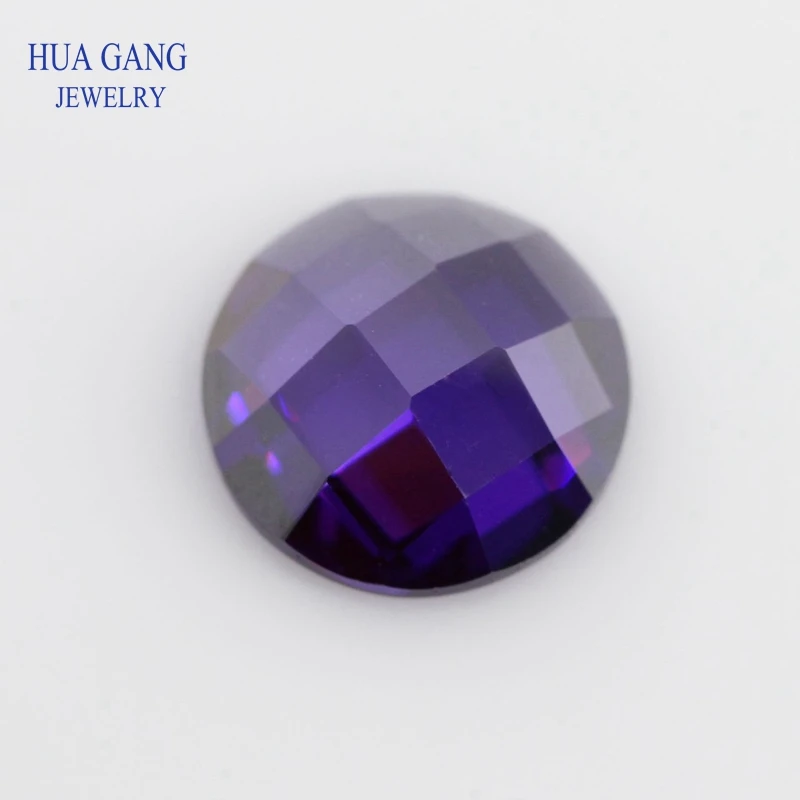 

Violet Cubic Zirconia Stone Round Shape Flat Bottom Checkerboard Cut Loose CZ Stone Synthetic Gems For Jewelry 5mm 8mm