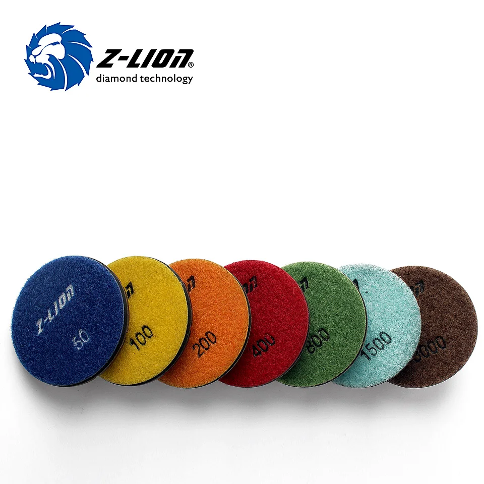 Z-LION 7 Pcs/Lot 3 Inch Diamond Concrete Polishing Pads Thickness 10MM Floor Sanding Disc For Stone Concrete Floor