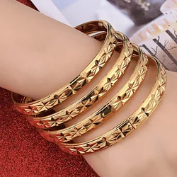 4pcs Ethiopian Jewelry Gold Color Bangles Dubai Gold Jewelry Bangles for African Bangles & Bracelets for Women Gifts