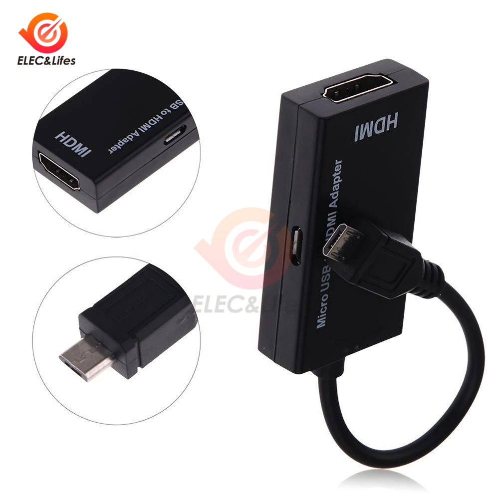 محول كابل محمول أسود MHL Micro USB إلى HDMI HD 1080p موصل ذكر لهواتف Samsung HTC Motorola Android