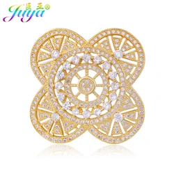 Pearls Jewelry Findings Pave Zircon Floating Flower Connector Pendant Accessories For Women Natural Stone Pearls Necklace Making