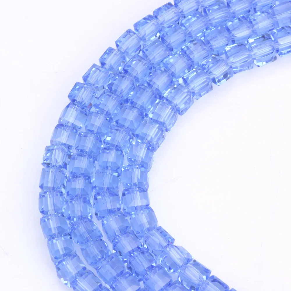 OlingArt Square 3/4/6/8MM Austria Crystal Beads charm Glass Beads blue color Loose Spacer Bead for DIY Jewelry Making