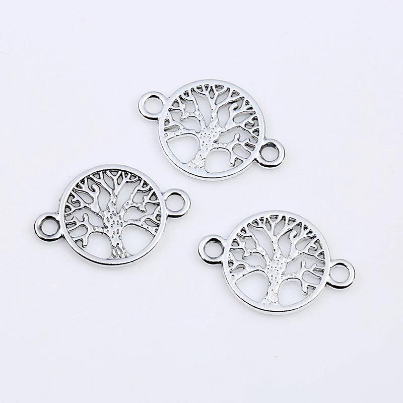 10pcs Rose Gold Silver Life Tree Pendant Connector for Jewelry Making Charm for Bracelet Necklace DIY Handmade Jewelry Findings