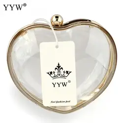 Transparent Bag Fashion Heart Pattern Clutch Ladies Chain Shoulder Clear Bag Mini Luxury Clutches Handbags Women Bags Designer