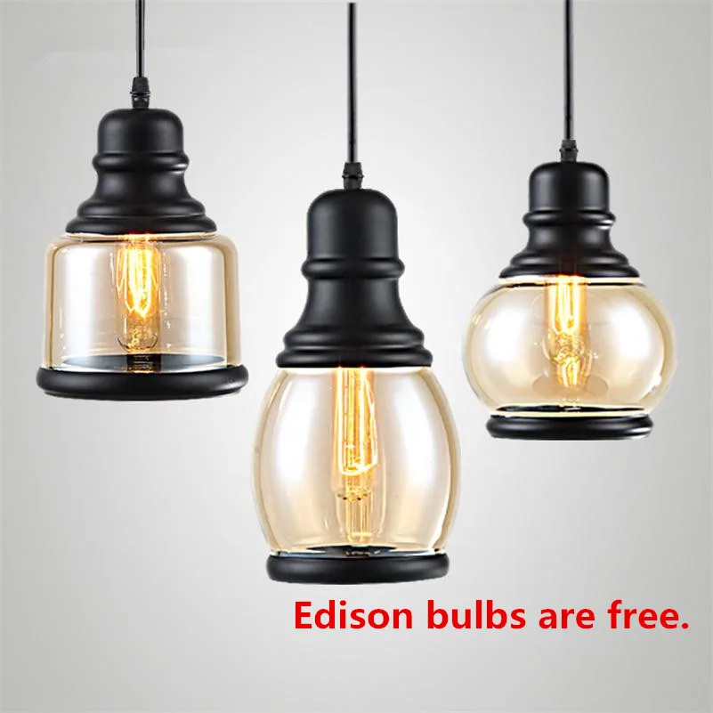 

Vintage Ceiling Chandelier E27 Kitchen Dining Room Pendant Light Edison Industrial Hanging Lamp Retro Glass Suspension Luminaire