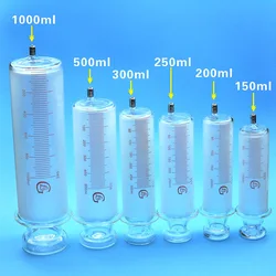 150ml/200ml/250ml/300ml/500ml/1000ml All Glass Syringes Large sausage device Glass Injector large caliber with luer lock