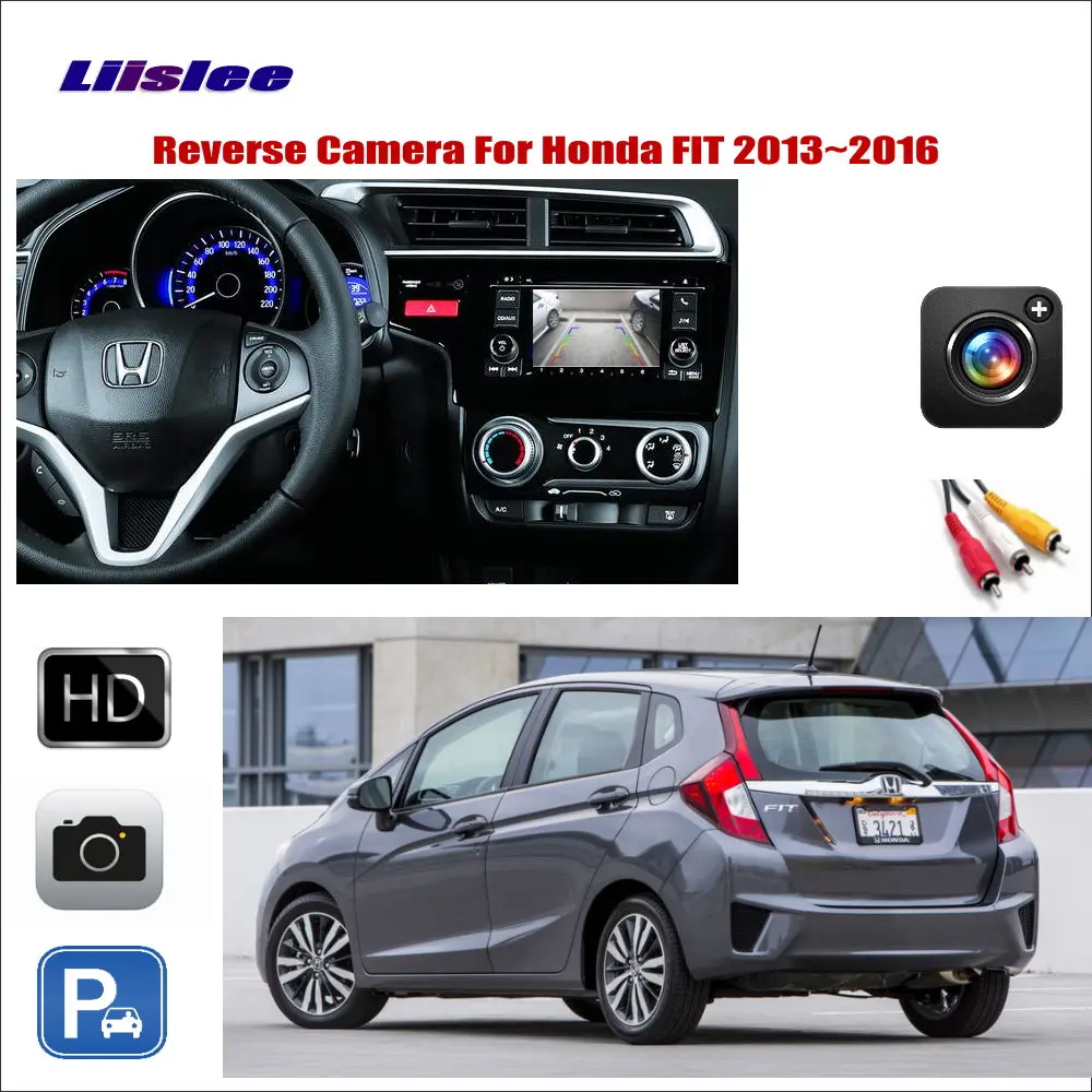 Cámara de visión trasera de marcha atrás para coche Honda Fit/Jazz 2015-2020, conectar la pantalla Original de fábrica, adaptador RCA, cámara HD de respaldo