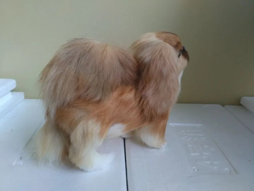 simulation pekingese dog furs model large 19x8x16cm polyethylene&furs handicraft home decoration gift a2226