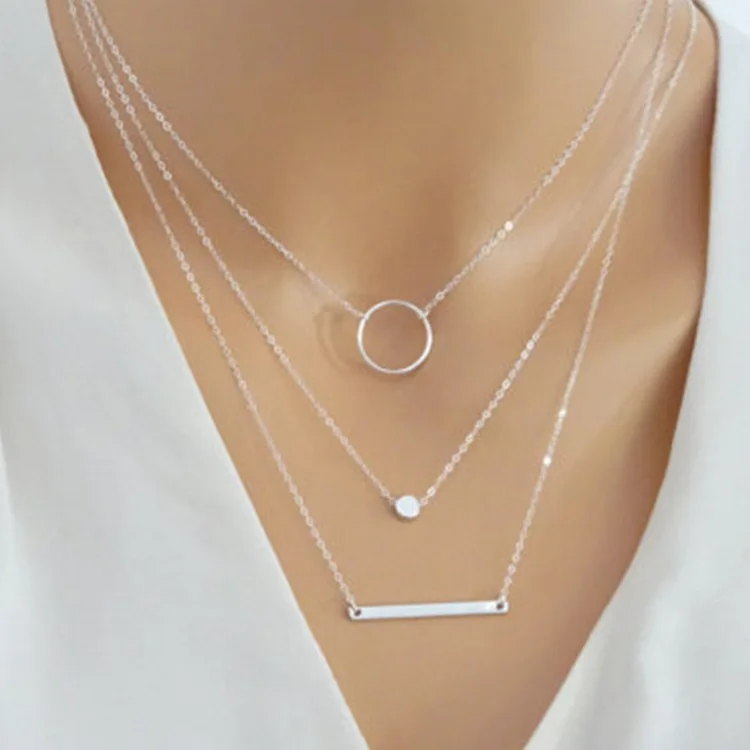 

New Product Launch Necklace Simple Style Women's Personality Fashion Wild Aperture Metal Rod Necklace New Ladies Gift Wholesale