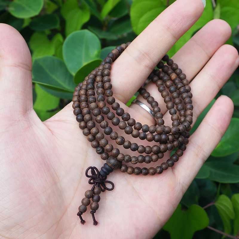 4mm *216* Natural Brown Sandalwood Beads / Soil Sink Wood / Japa Beads Mala Prayer Bracelet Necklace Loose bead