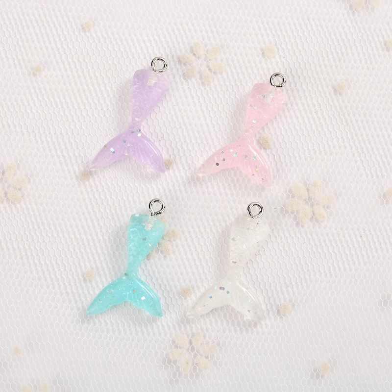 20Pcs/Lot 19*27MM Mini Mermaid Charms Flatback Resin Accessories For Jewelry DIY Making