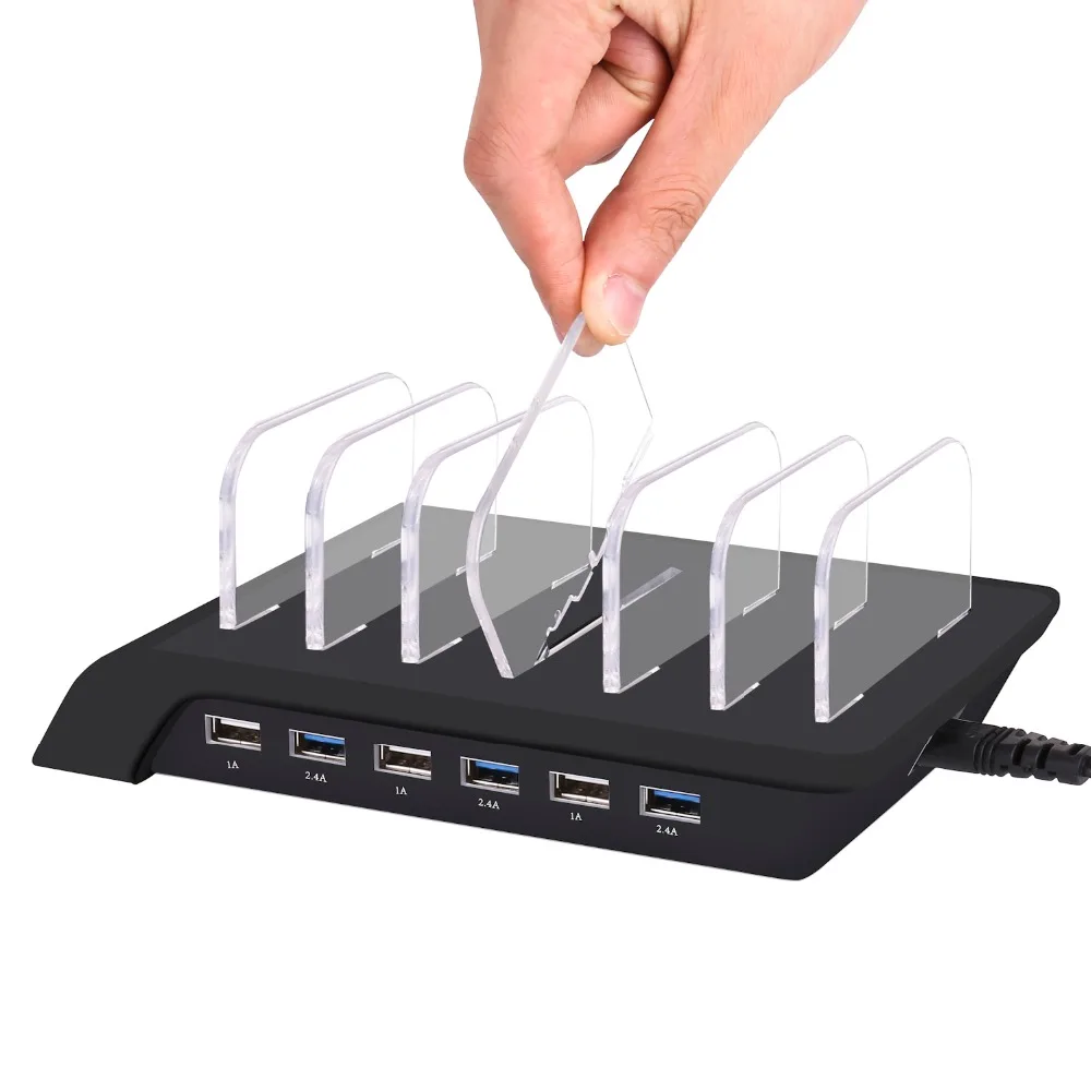 6 ports USB phone charger station multi port charging desk stand with cables For tablet iPhone 8 7 6 6S 5 Samsung xiaomi HTC