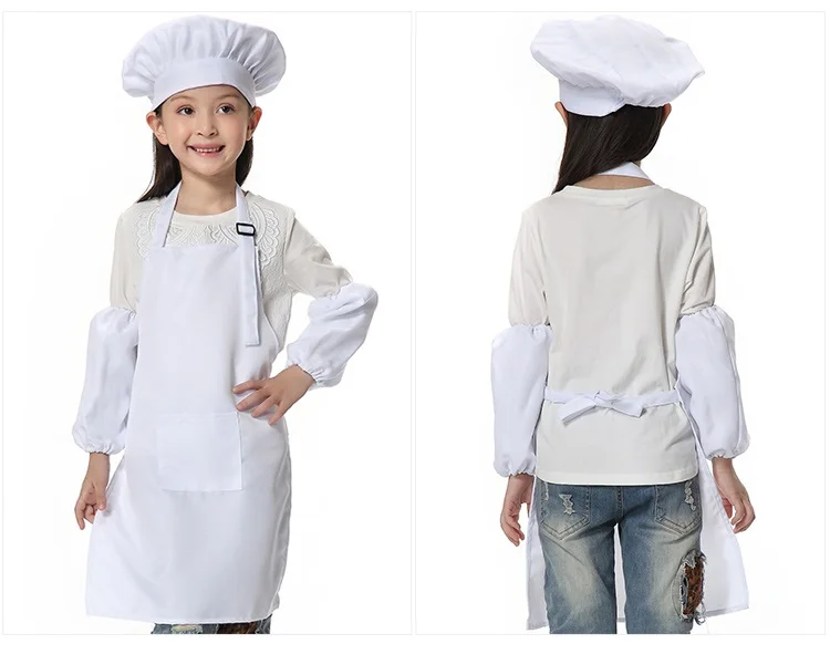 20sets /lot 3pcs/set Children Kitchen 12 Colors Kids Aprons with Oversleeve & Chef Hats for Painting Cooking Baking  lin5066