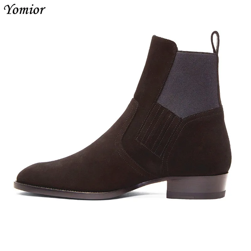 NEW Kanye West Style Chelsea Boots Fashion High Quality Men Ankle Boot Real Leather Wedding Party Motorcycle Boot Oxford Casual