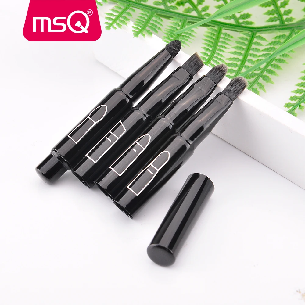 MSQ-pincel de maquillaje Cuatro en Uno, herramienta de belleza para sombra de ojos, cejas, labios y esponja