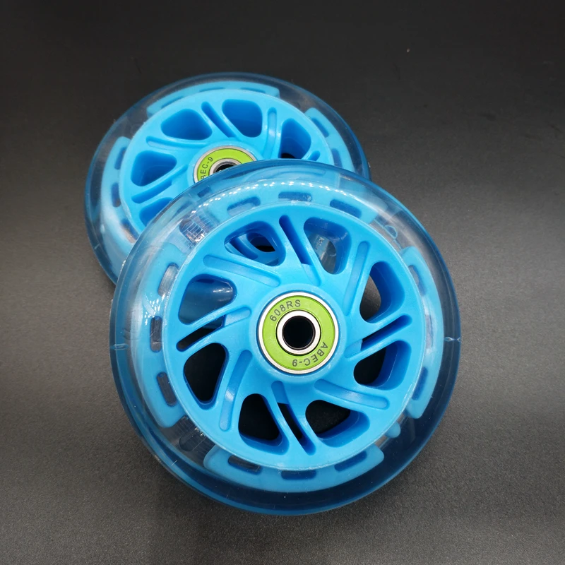 free shipping scooter wheel 100 mm flashing wheel lighting wheel blue 100*24 mm 2 pcs / lot abec-9