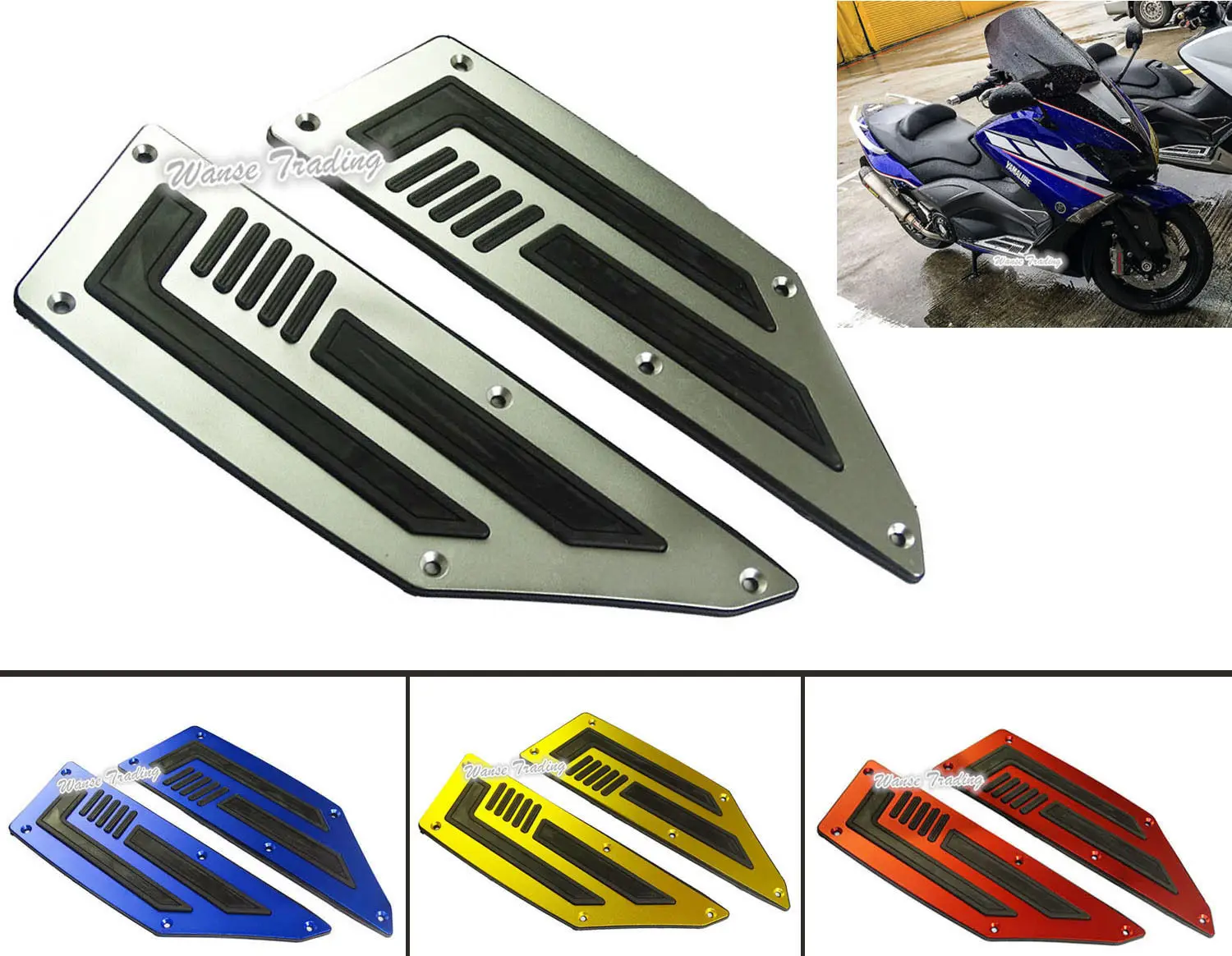 

Motorcycle Rear Footboard Steps Footrests Footpeg Foot Board Plate Pegs For YAMAHA T-Max TMax 530 TMax530 2012 2013 2014 2015