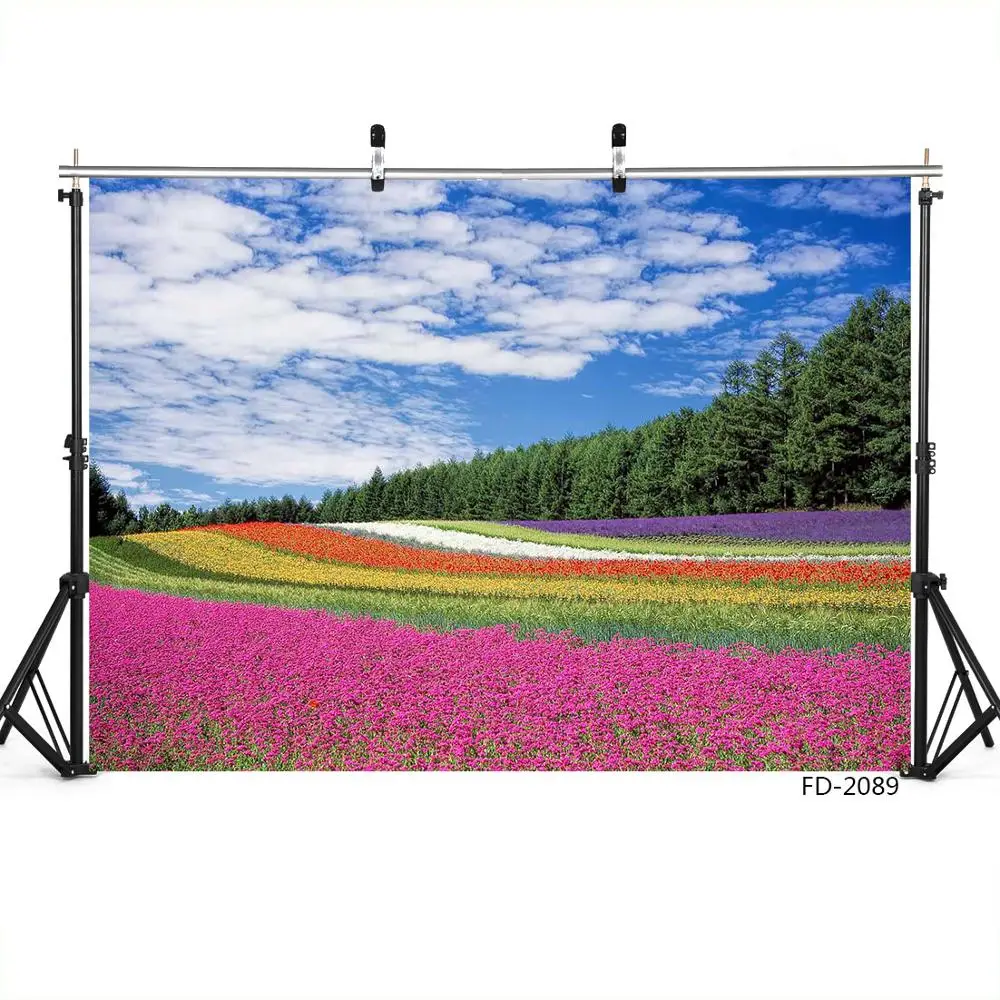 Flowers Fields Spring Photography Backgrounds Customized Photographic Backdrops For Photo Studio Children Portrait Photocall