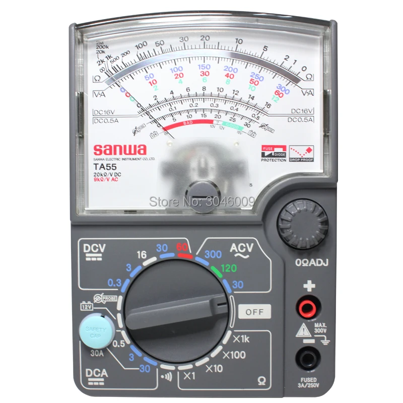 Japan sanwa TA55 Analog Multitesters, Multifunction / Multi-Range Pointer Multimeter On-Off Beep 30A DC Current Test