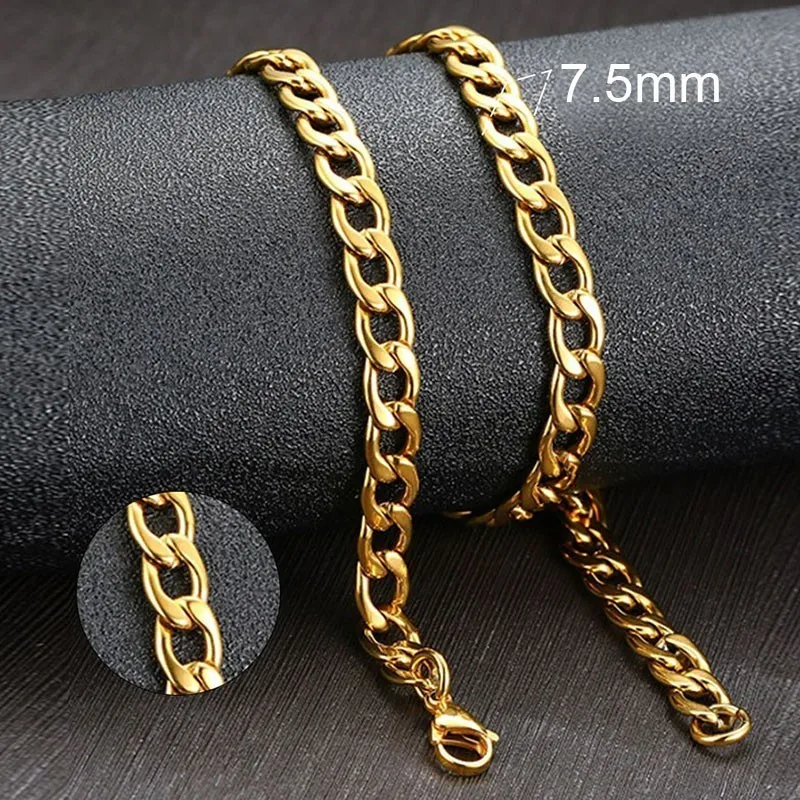 Vnox männer Cuban Link Kette Halskette Edelstahl Schwarz Gold Farbe Männlichen Halsband colar Schmuck Geschenke für Ihn