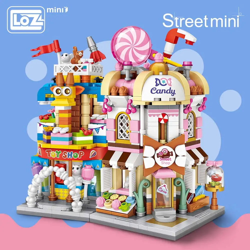 Loz Mini Bricks City View Scène Mini Street Model Bouwsteenspeelgoed Gaming Kamer Candy Shop Speelgoed Winkel Architectuur Kinderen diy