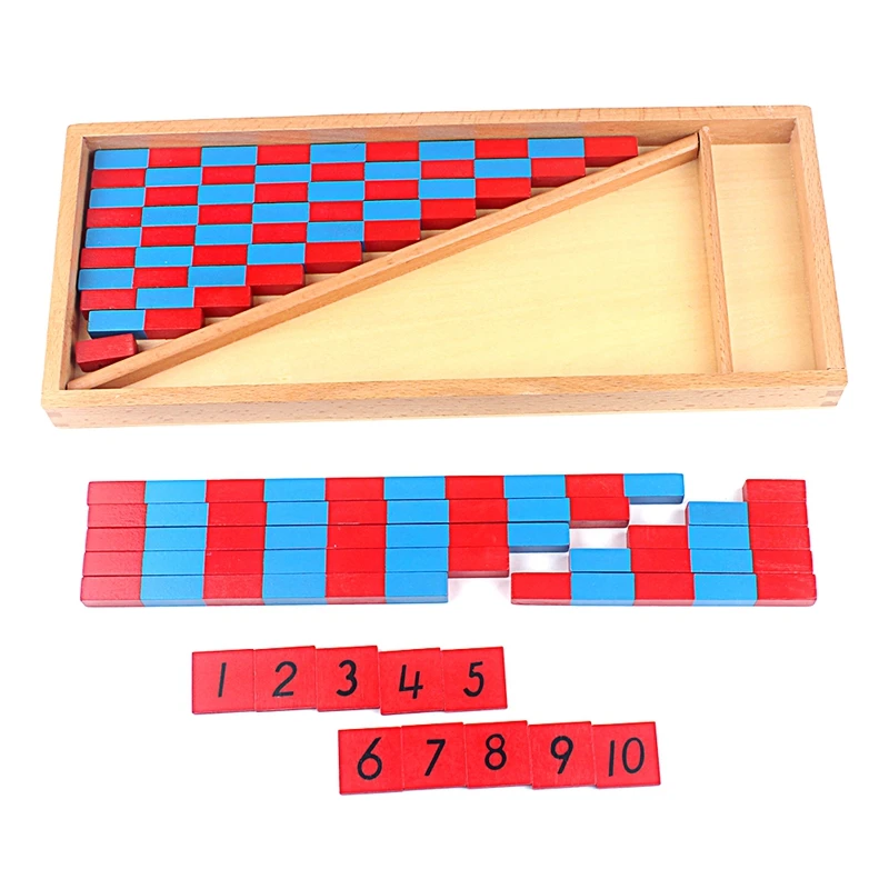 Brinquedo do bebê pequenas hastes numéricas montessori matemática 1-25cm vermelho & azul hastes matemática brinquedo aprendizagem & educação clássico madeira crianças brinquedos