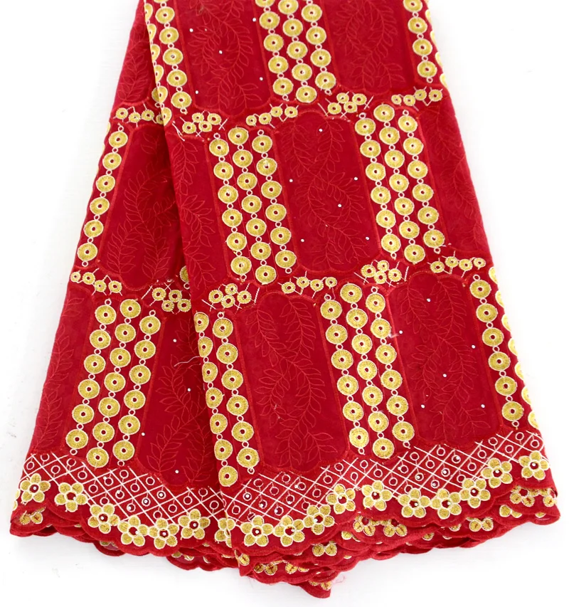 

New Arrival Yellow Red African Cotton Swiss Voile Lace Fabric High Quality African Swiss Voile Lace In Switzerland Lace Fabrics