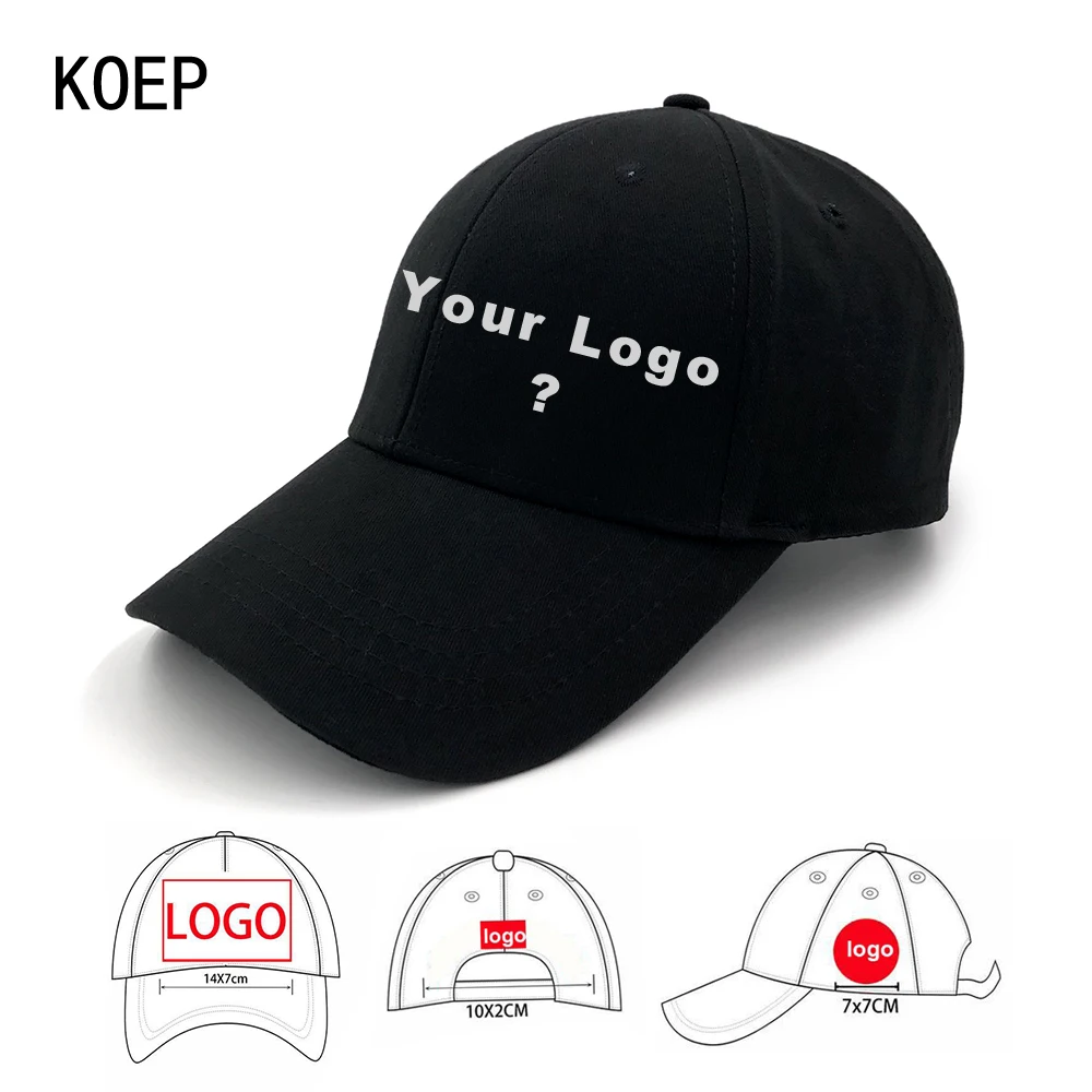 KOEP Factroy Wholesale 50pcs Free Shipping Custom Baseball Cap Adult And Children Logos Caps Custom Your Design