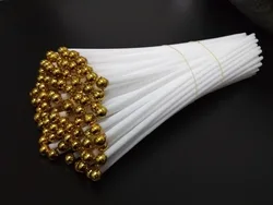 White color golden tip handheld plastic flag poles sticks 30 cm or 40cm 100 pieces per lot