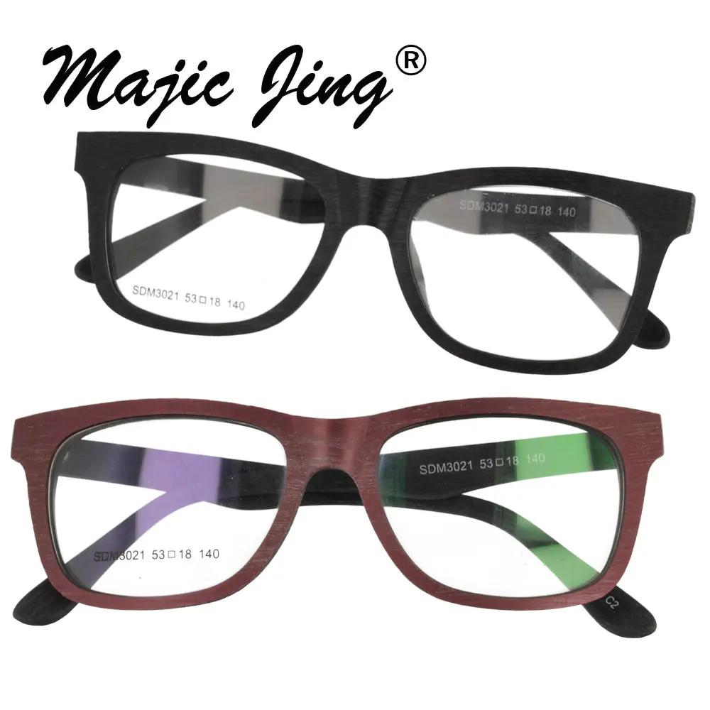 Magic Jing Imitate Stylish Wood Square Acetate Myopia Eyewear Eyeglasses Prescription SDM3021