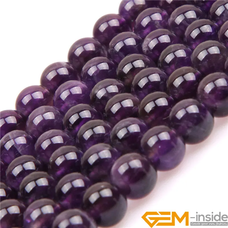 Natural Stone Purple Amethysts Round Bead For Jewelry Making Strand 15 inch DIY Fashion Bracelet Necklace Jewelry Loose Beads