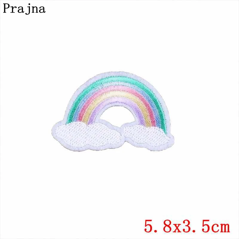 Prajna Rainbow Patch Iron-On Embroidered Patches Sewing Applique Patchwork Accessories Cartoon Badges For Clothes DIY Stickers